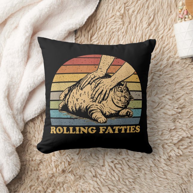 Cat Rolling Fatties Funny Cushion (Blanket)