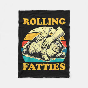 Cat Rolling Fatties Funny For Men Women Fleece Blanket