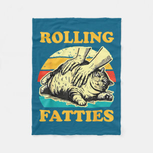 Cat Rolling Fatties Funny For Men Women  Fleece Blanket