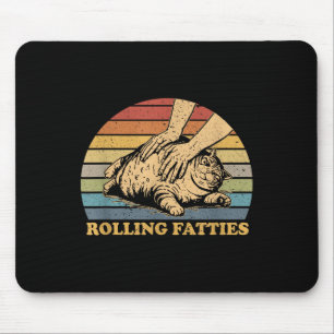 Cat Rolling Fatties Funny Uni-adults And Kids Blac Mouse Pad