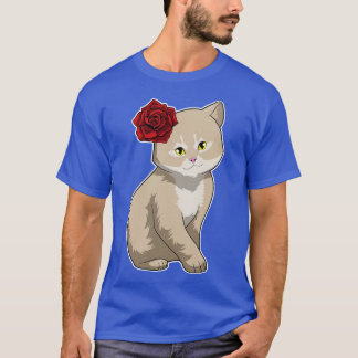Cat Rose Flower T-Shirt