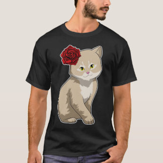 Cat Rose Flower T-Shirt