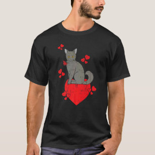 Cat Rose Valentines Day Hearts Day Happy Valentin T-Shirt