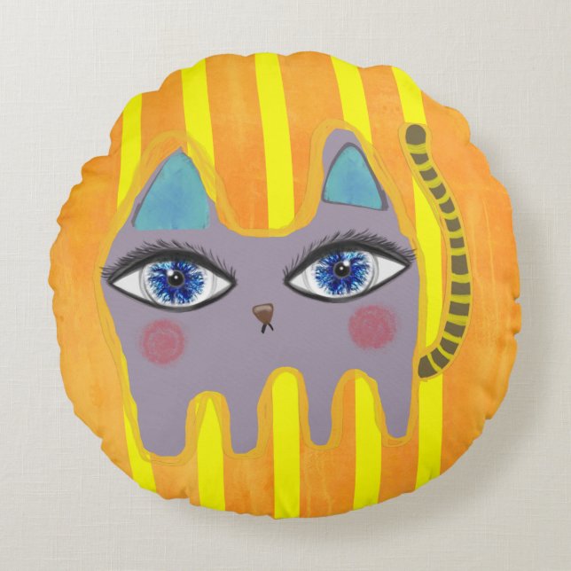 Cat  round cushion (Front)