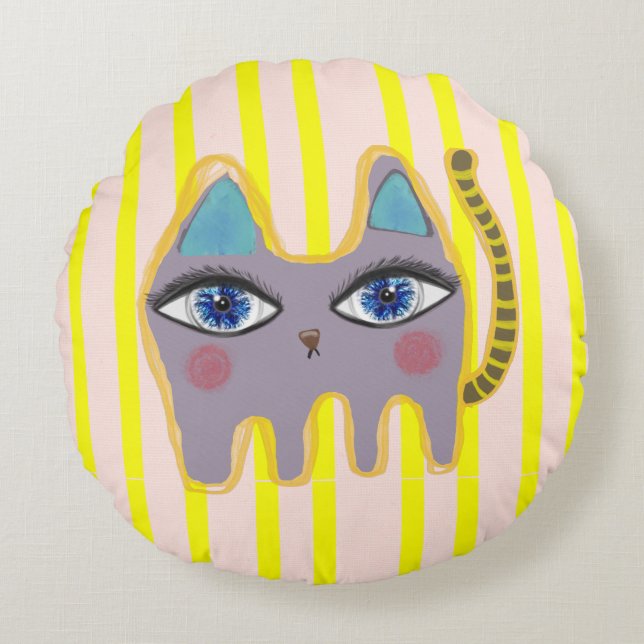 Cat  round cushion (Front)