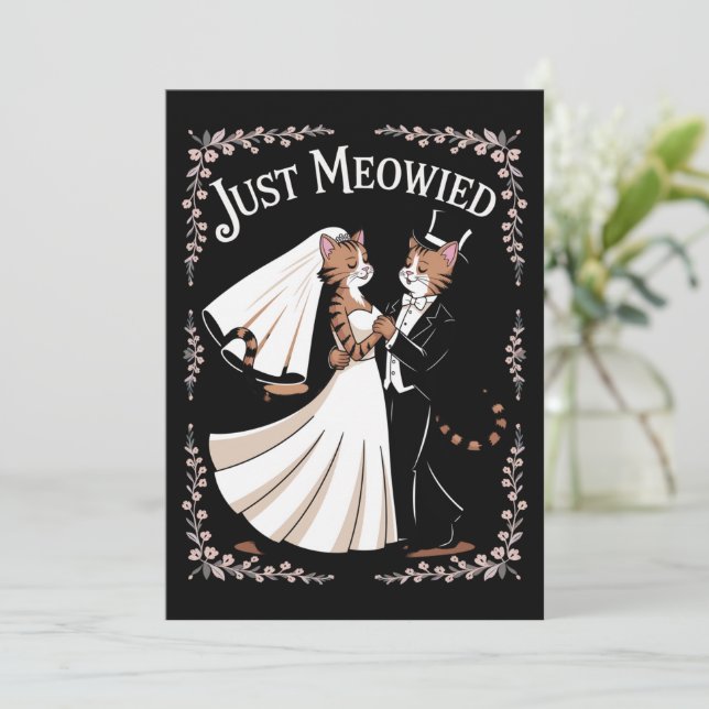 Cat Royal Wedding Funny Just Married Couples Dance Invitation (Standing Front)