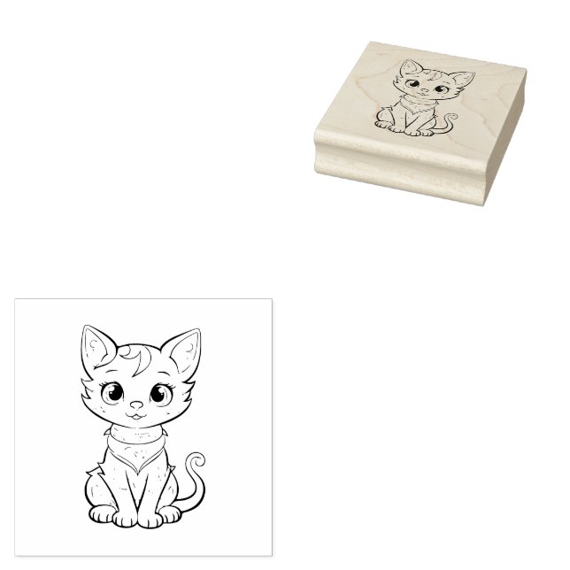 Cat Rubber Stamp (Stamped)