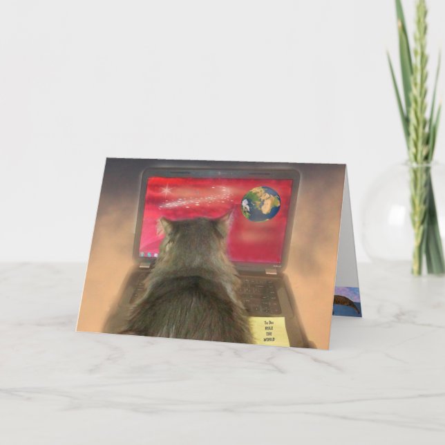 Cat Rules The World Birthday Card (Front)