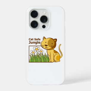Cat Safe Jungle Funny Tabby Spider Plant Art iPhone 15 Pro Case