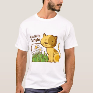 Cat Safe Jungle Funny Tabby Spider Plant Art T-Shirt