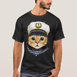 Cat Sailor Boat Captain Feline Cat Kitten T-Shirt