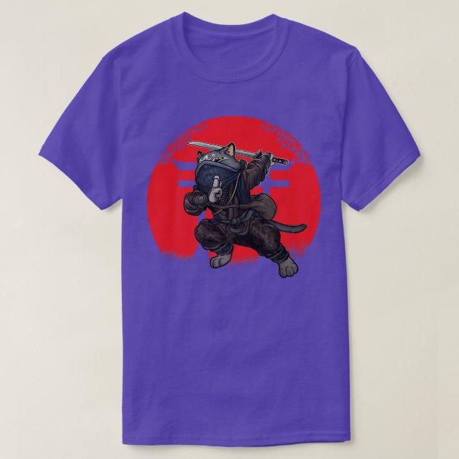 Cat Samurai Japan Flag Kendo Ninja Sword Warrior S T-Shirt (Design Front)