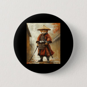 Cat Samurai Japan Japanese Funny Graphic 6 Cm Round Badge