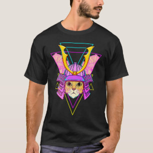 Cat Samurai Japanese Vaporwave Aesthetic T-Shirt