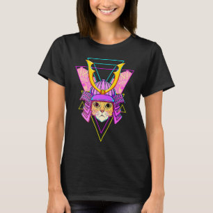 Cat Samurai Japanese Vaporwave Aesthetic T-Shirt