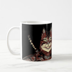 Cat Samurai Warrior Japanese Coffee Mug