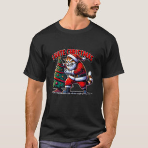 cat Santa Anti Christmas Ugly Xmas No Christmas Me T-Shirt