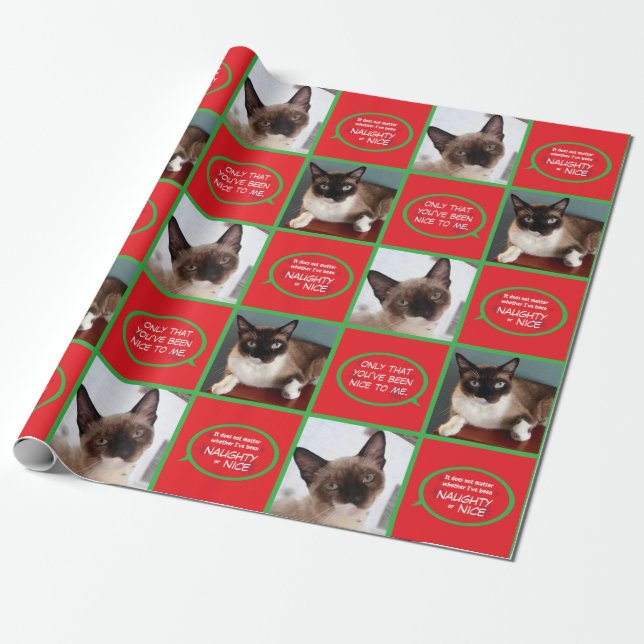 Cat Santa Claws Wrapping Paper (Unrolled)
