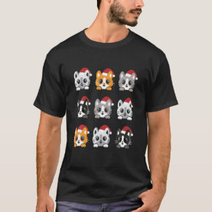Cat Santa Face Christmas Pyjamas Cats Family Funny T-Shirt