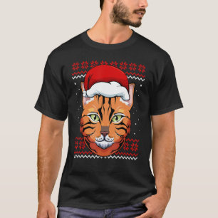 Cat Santa Hat Ugly Christmas Pajama Cute Kitten Ki T-Shirt