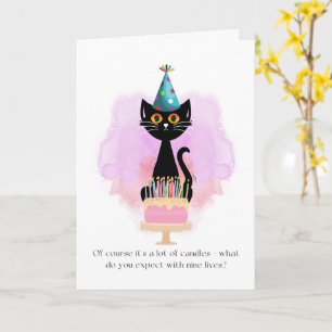 Cat Sarcastic Party Hat Cat Funny Birthday Card