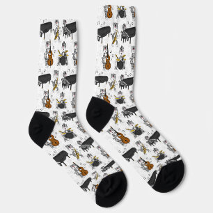 Cat Saxophone Piano Bass Drums Jazz Musician Socks