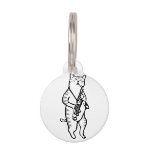 Cat Saxophone Player Musician Jazz Rock Funny Cute Pet Tag