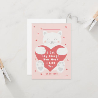 Cat Say Enough Classroom Valentine Card