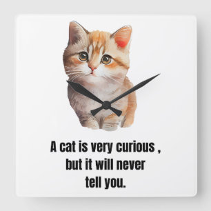 Cat, Say of the Character of Cats Square Wall Clock