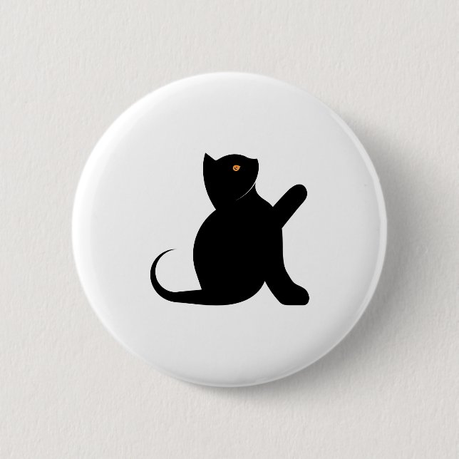 Cat Saying Hello 6 Cm Round Badge (Front)