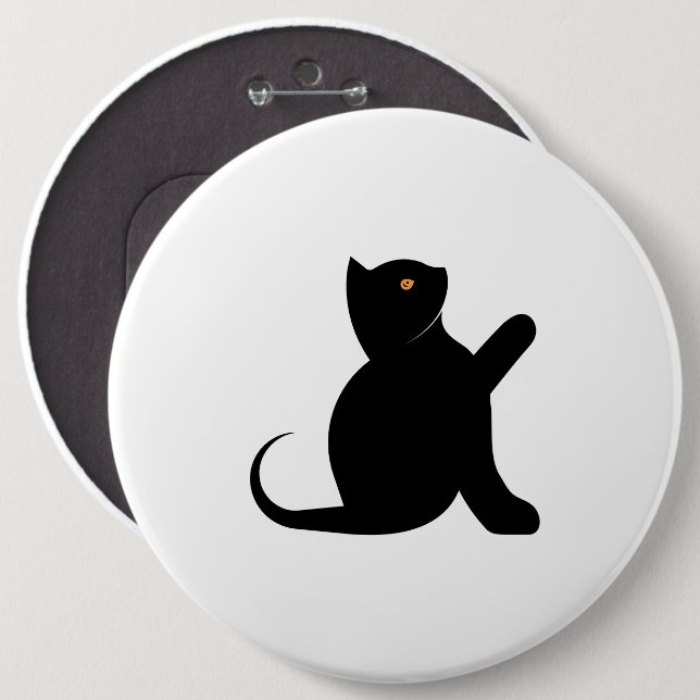 Cat Saying Hello 6 Cm Round Badge (Front & Back)