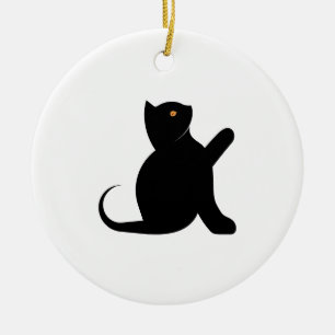 Cat Saying Hello Ceramic Ornament