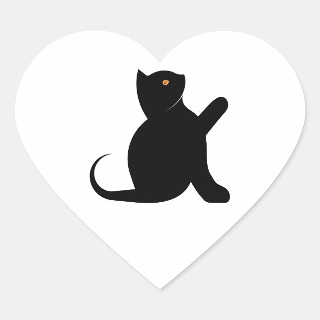Cat Saying Hello Heart Sticker (Front)