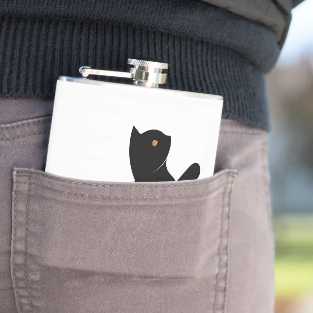 Cat Saying Hello Hip Flask (In Situ)