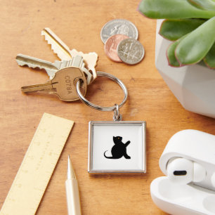 Cat Saying Hello Key Ring