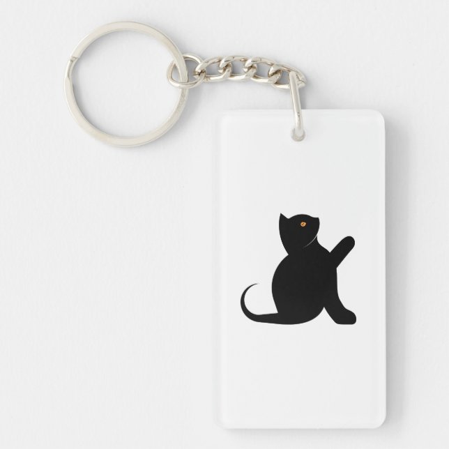 Cat Saying Hello Key Ring (Front)