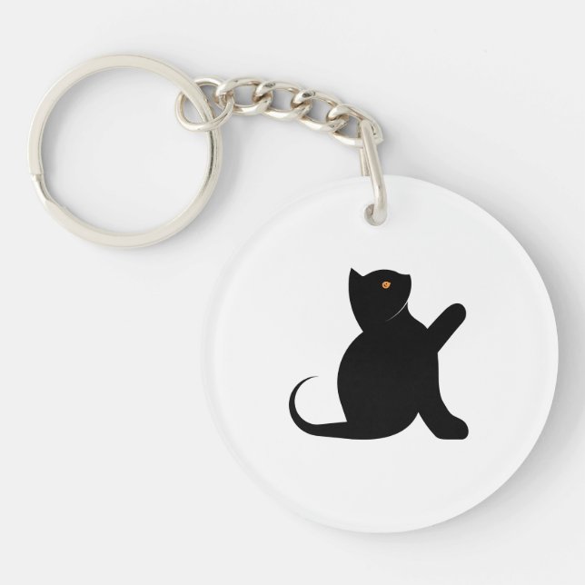 Cat Saying Hello Key Ring (Front)