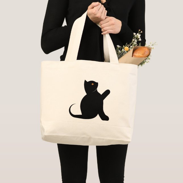 Cat Saying Hello Large Tote Bag (Front (Product))