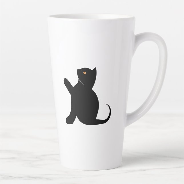 Cat Saying Hello Latte Mug (Right)