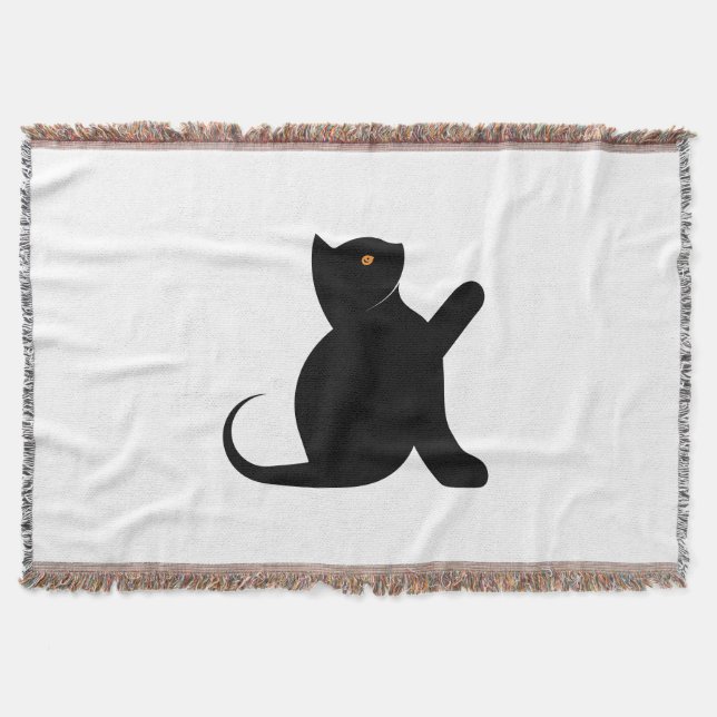Cat Saying Hello Throw Blanket (Front)
