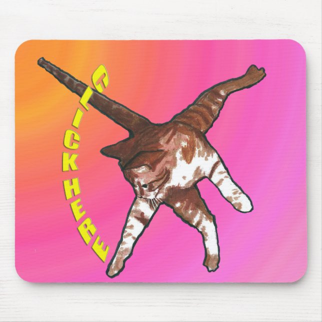 Cat Says Click Here! Pink Mouse Pad (Front)