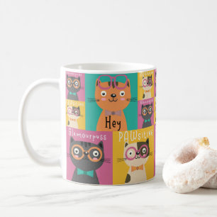 Cat Says Hey Funny Memes   Coffee Mug