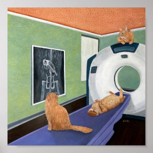 Cat Scan. Cat & Fish Art, Veterinarian Gift.  Poster