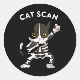 Cat Scan Ct Scan Funny Cat X-ray Pun Meme Rad Tech Classic Round Sticker