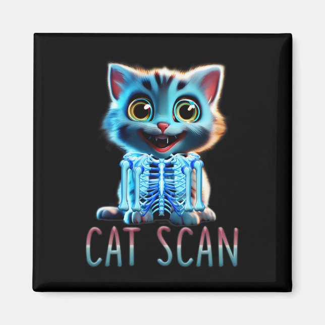 Cat Scan Ct Scan Halloween Cat X-ray Pun Meme Rad  Magnet (Front)