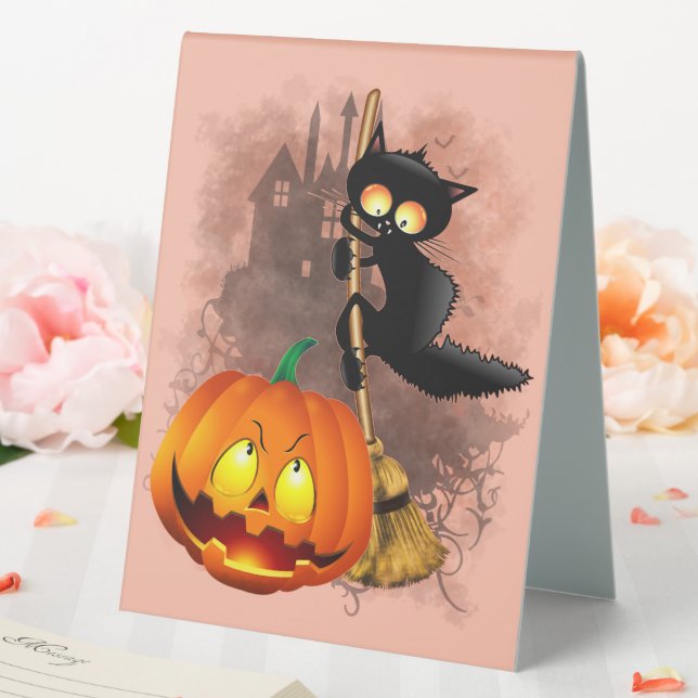 Cat Scared by Pumpkin Fun Halloween Character (In SItu (Wedding))