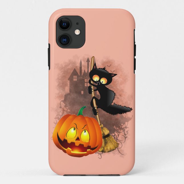 Cat Scared by Pumpkin Fun Halloween Character Case-Mate iPhone Case (Back)