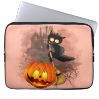 Cat Scared by Pumpkin Fun Halloween Character
