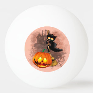 Cat Scared by Pumpkin Fun Halloween Character Ping Pong Ball