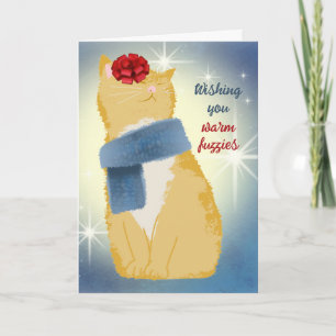 Cat scarf Christmas knitting crochet diy gifts Holiday Card